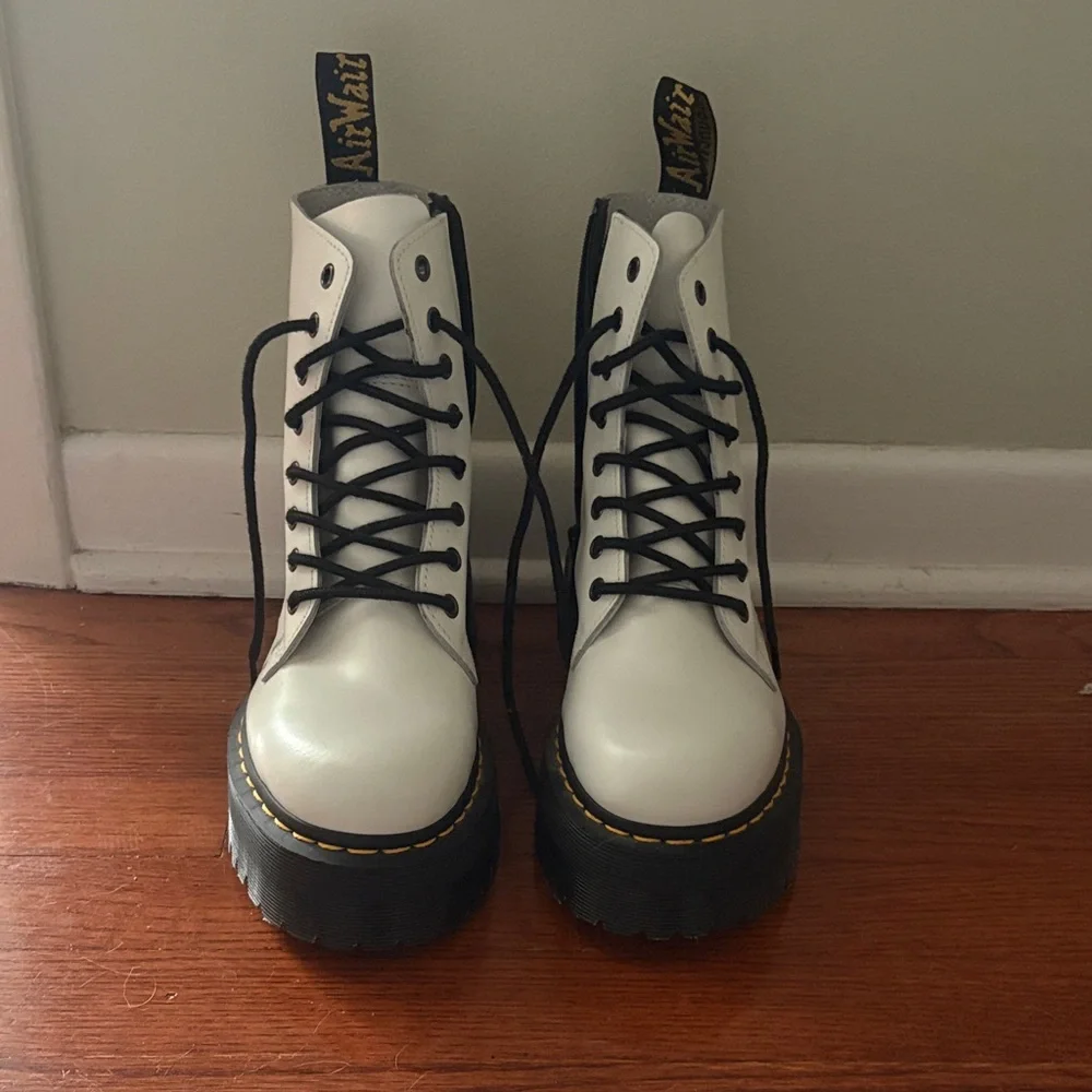 Dr. Martens White and Black Combat Boots - Picture 1 of 5